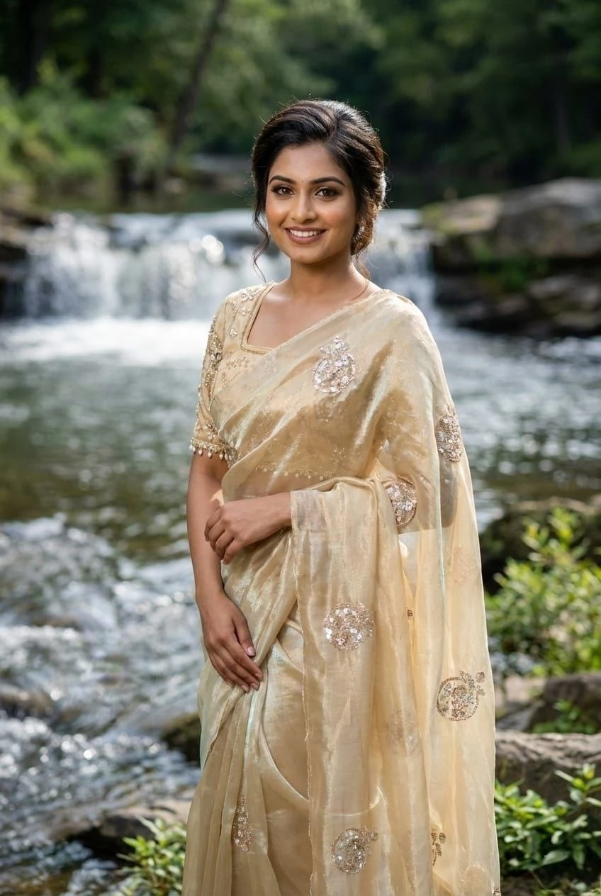 Olive Green Embroidery Work Designer Saree